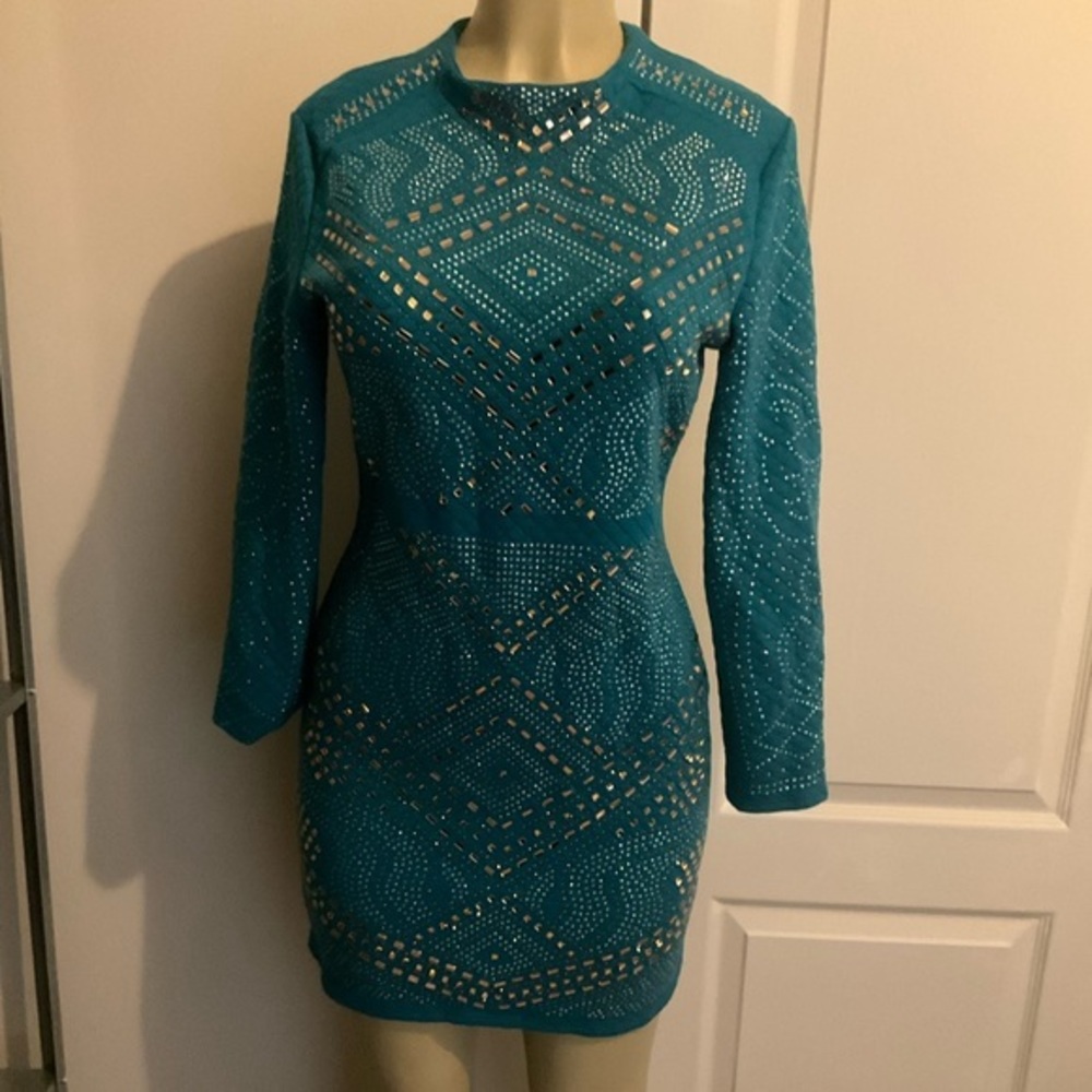 Rhinestone Long Sleeve Dress